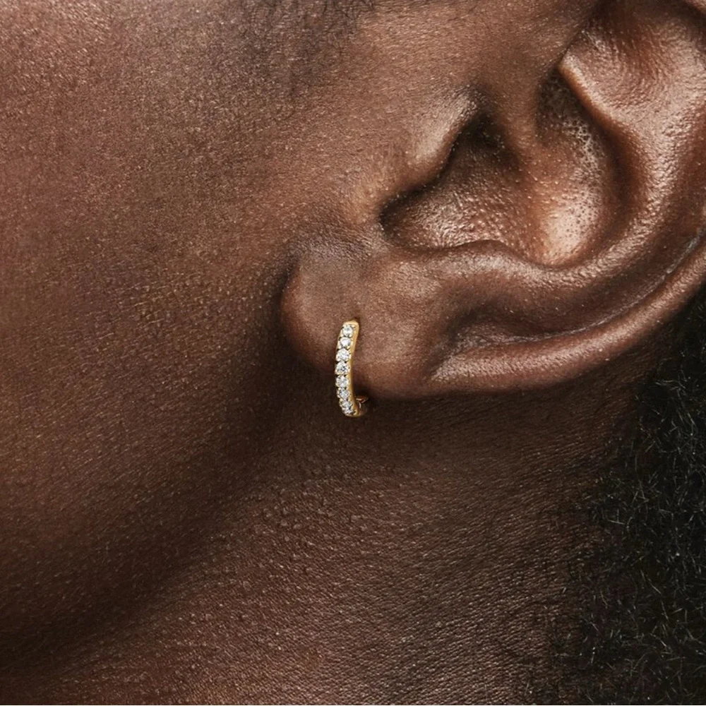 Pandora Yellow Gold Toned and CZ Mini Hoops